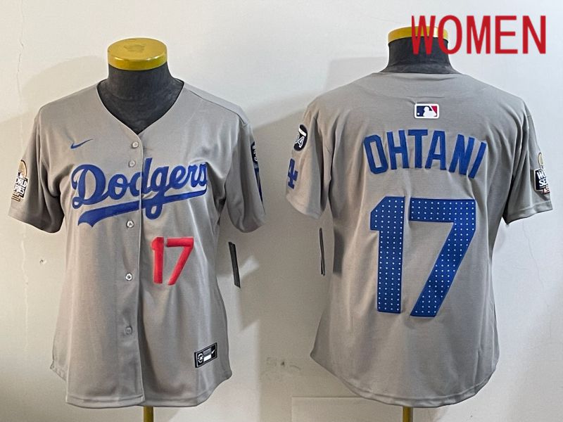 Women Los Angeles Dodgers #17 Ohtani Grey Game 2024 Nike MLB Jersey style 12052